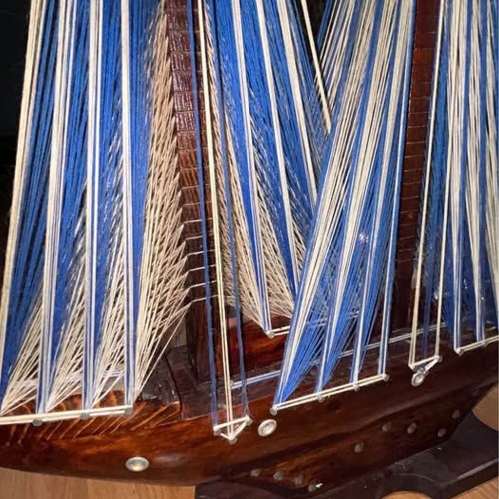 Wood and String Art Sail Boat Decor Vintage Nautical - Picture 3 of 7